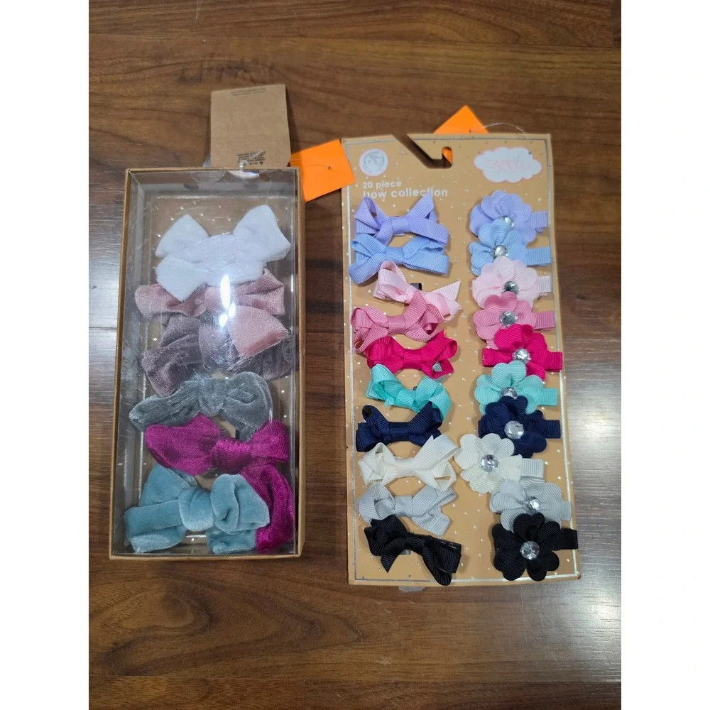 NWT Capelli New York Hair Bows Clips Set OS Multicolor Velvet Grosgrain 26pc